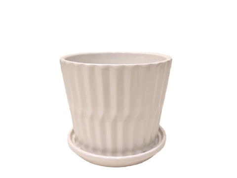 Maceta ceramica blanca Geometric 14x12 cm