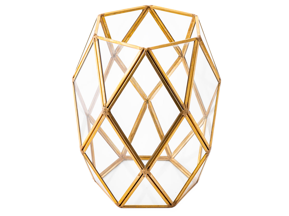 Linea metal terrario de vidrio dorado xl oval 15x21 cm