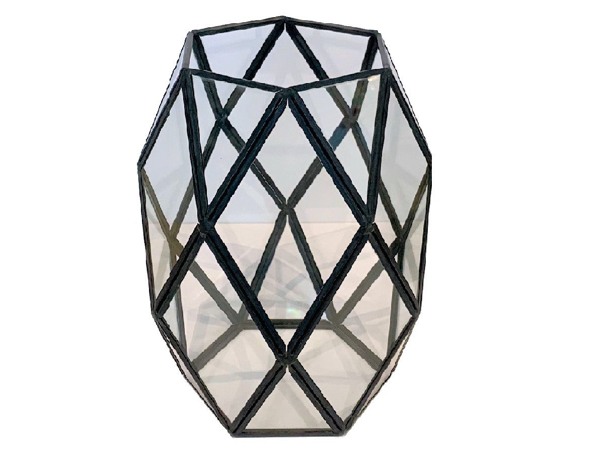 Linea metal terrario de vidrio black xl oval 15x21 cm