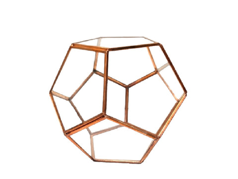 Linea metal terrario de vidrio cobre bola medium 20x15 cm
