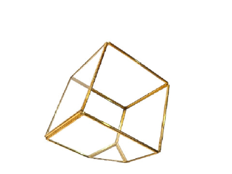Linea metal terrario de vidrio Bolton dorado 11x11 cm