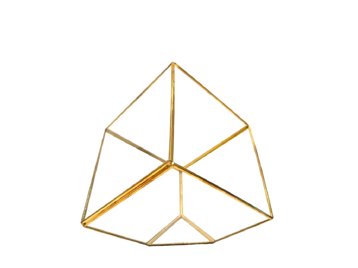 Linea metal terrario de vidrio Bolton dorado 13x13cm